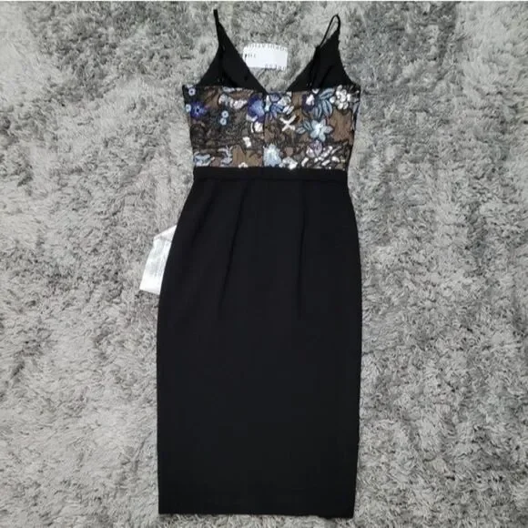 Dress The Population Giulia Sequin Sheath Dress Women's XS Floral Whimsigoth - Picture 4 of 8